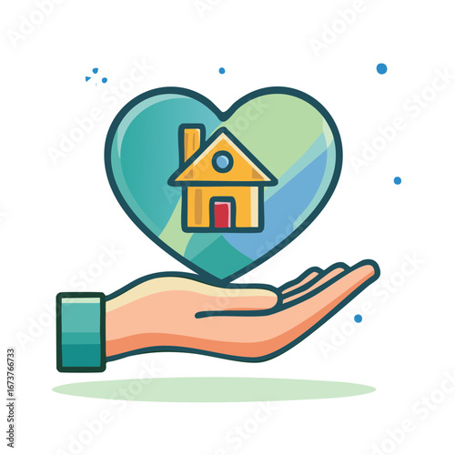Hands Holding a Heart Shape with a House Symbolizing Love for Homeownership and Real Estate