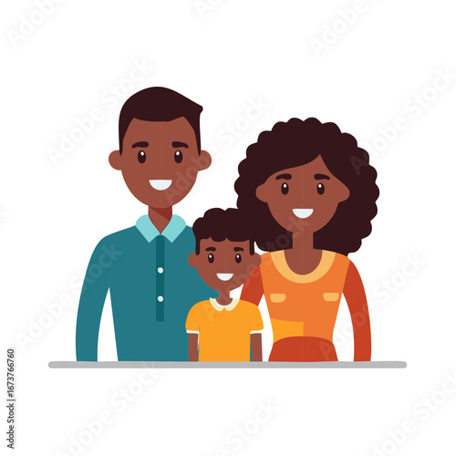 Smiling African Family Portrait of Father Mother and Son Together