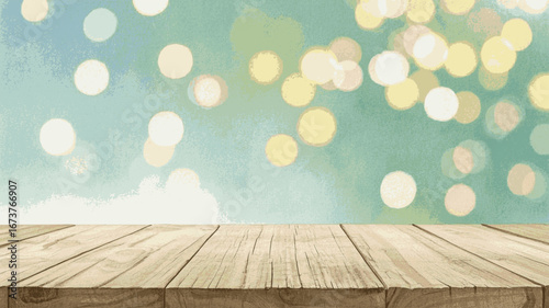 Soft Gradient Wooden table background with bokeh effect isolated watercolor vector illustration svg