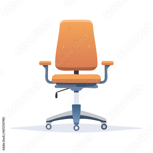 Modern orange ergonomic office chair with swivel and wheels offering comfortable workspace design