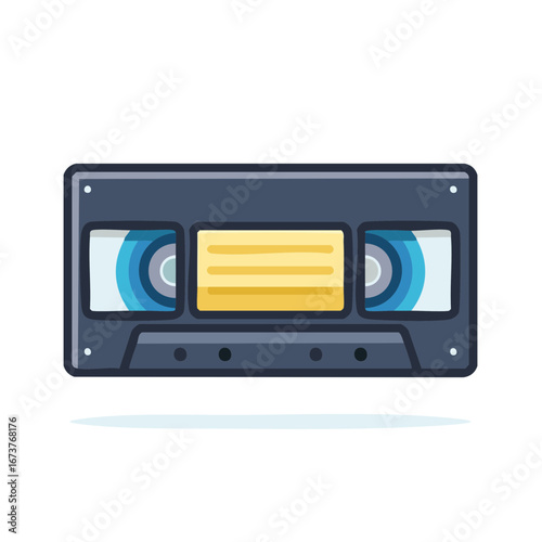 Retro VHS video tape cassette illustration flat style