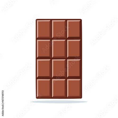 Whole milk chocolate bar with twelve square segments a delicious sweet dessert food illustration