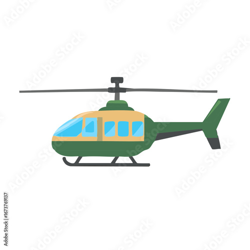Simple green and beige military style helicopter icon vector graphic design element