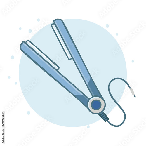 Modern Blue Hair Straightener Flat Iron Icon for Hair Styling and Beauty Care