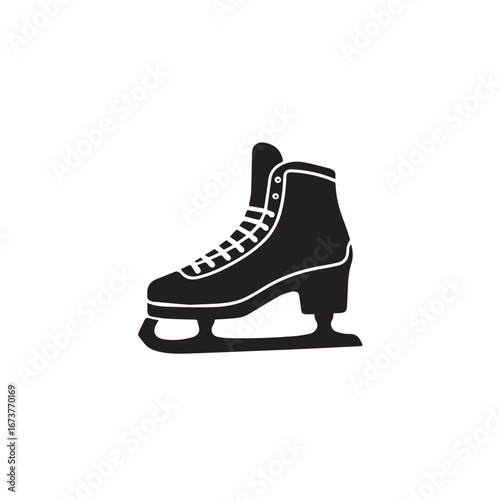 Vector art of black silhouette of a figure skate