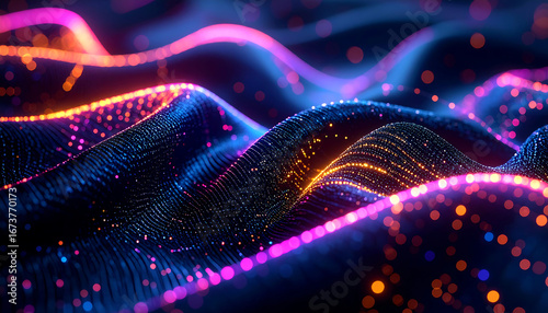 Abstract Glowing Particle Waveforms Design.