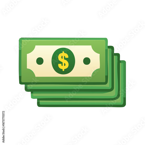 A Stack of Green Bills with a Dollar Sign Symbol Illustration