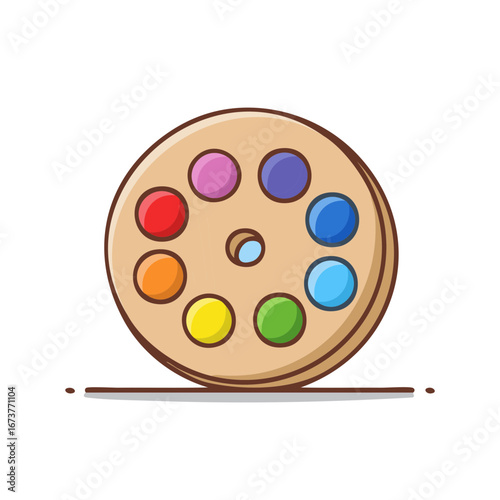 Cartoon palette with colorful paints for art and creative design