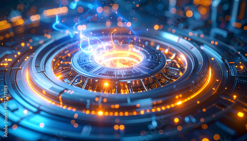 Wallpaper Mural Digital Nexus: A captivating view of a cutting-edge digital interface, showcasing the intricate beauty of modern technology in action. The design evokes innovation, progress. Torontodigital.ca