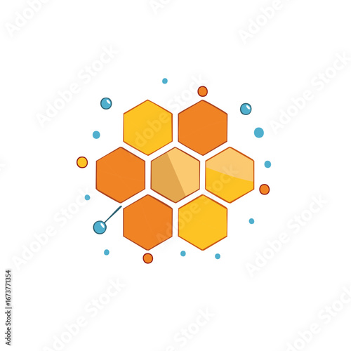Abstract Honeycomb Structure with Connected Circles Scientific Visualization