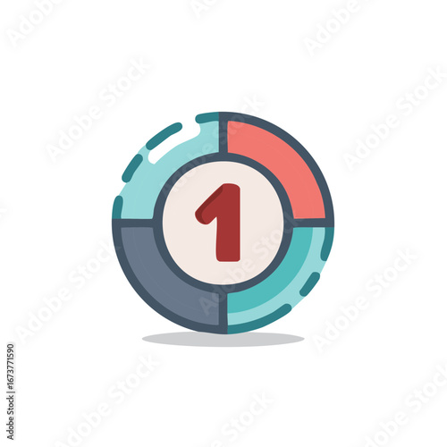 Circular Infographic Number One Icon Presentation Design Element Chart Diagram