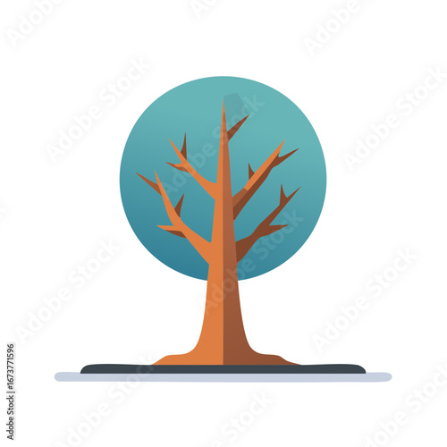 Geometric tree illustration with seasonal color changes and bare branches