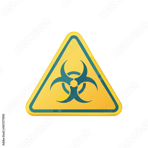 Yellow triangular biohazard warning sign for biological danger, safety, and health risk alert