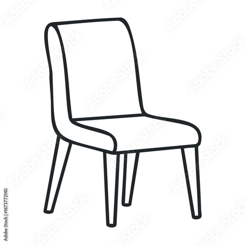 Minimalist chair design modern interior digital illustration simple aesthetic eye-level view furniture concept. Outline vector illustration