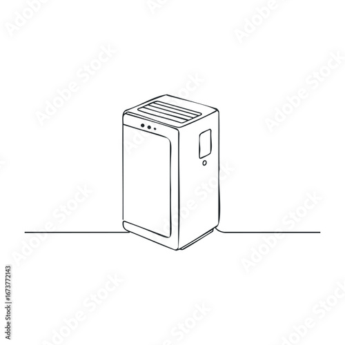 Portable air conditioner installation guide home instructional content indoor top view energy efficiency tips. Outline vector illustration