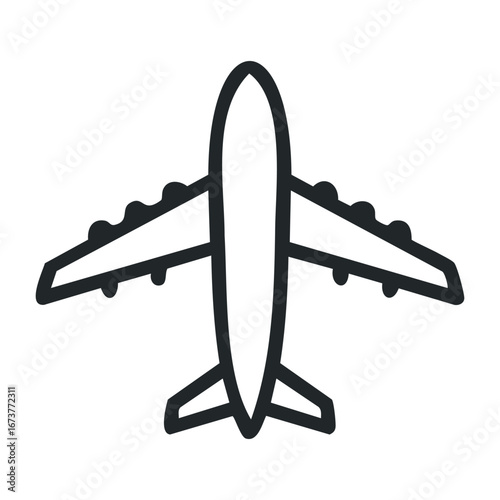 Airplane takeoff from airport travel scene aerial view dynamic environment concept of flight. Outline vector illustration