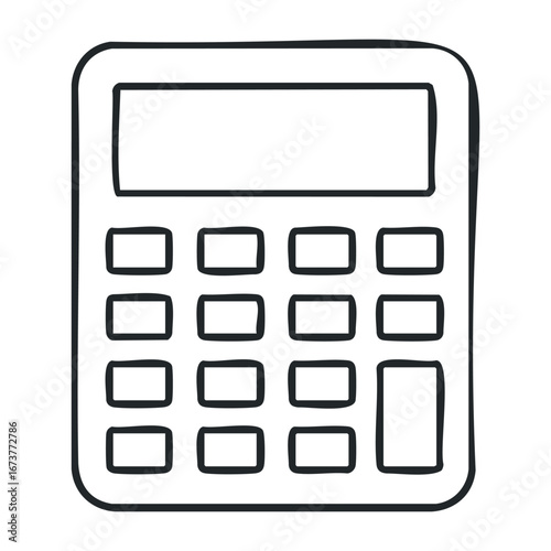 Calculating financial success using a calculator office digital tools minimalist environment focused view productivity concept. Outline vector illustration