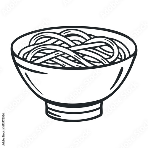 Delicious noodles preparation kitchen food illustration cozy environment top view culinary art. Outline vector illustration