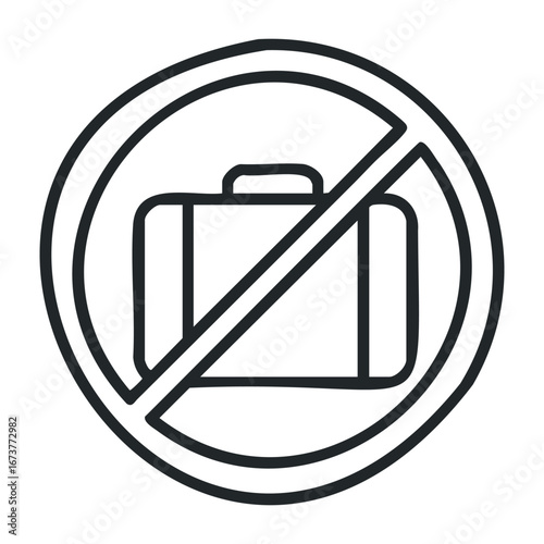 No luggage allowed travel restrictions airport security visual graphic digital artwork conceptual design. Outline vector illustration