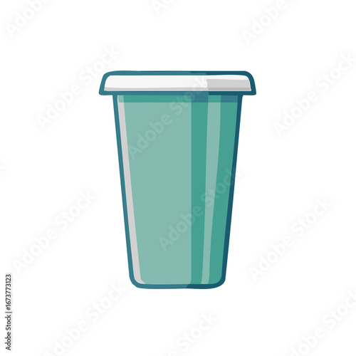 Blue cup with a white lid for hot and cold drinks on isolated background vector