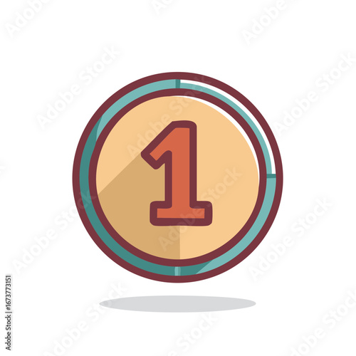 Stylized cartoon coin graphic with a prominent number one symbol inside