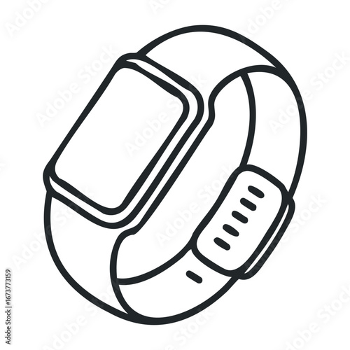 Fitness tracking event wearable technology smartwatch design modern environment close-up view health concept. Outline vector illustration