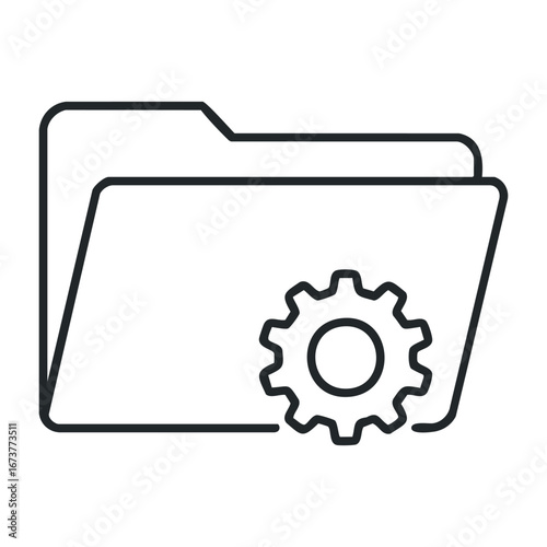 Organizing files and folders office space digital management professional environment overhead view efficiency concepts. Outline vector illustration
