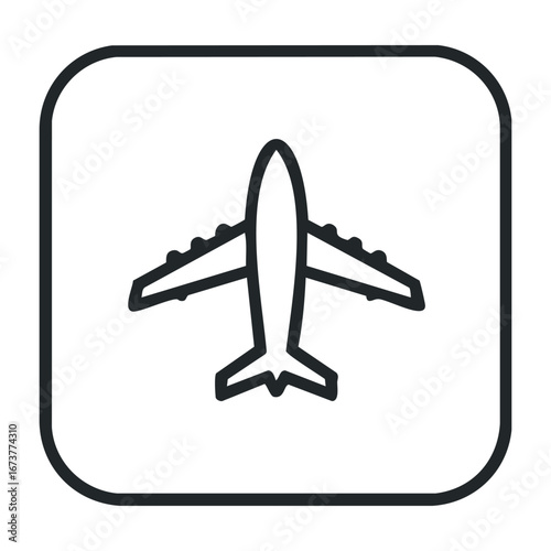 Airplane takeoff at airport aviation event aerial view travel environment flight concept. Outline vector illustration