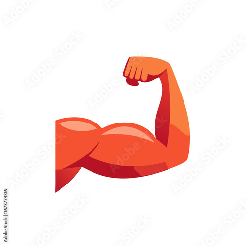 Cartoon Arm Shows Muscles. Illustration of Powerful Biceps, Fitness and Strength