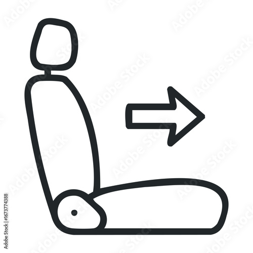 Adjusting car seat position for comfort and safety in vehicles automotive interior instructional guide close-up view. Outline vector illustration