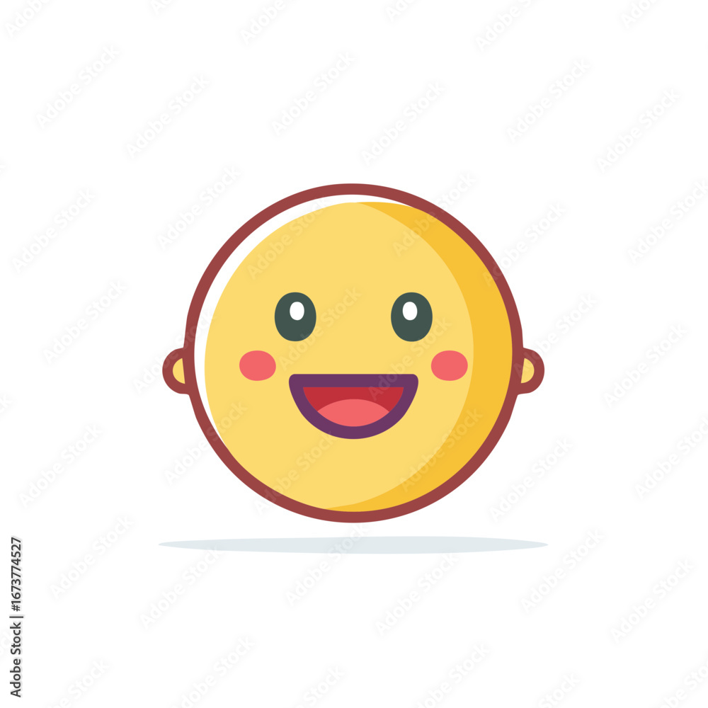 Fototapeta premium Happy Cartoon Emoticon Symbol with Smile and Cheeks Vector Illustration