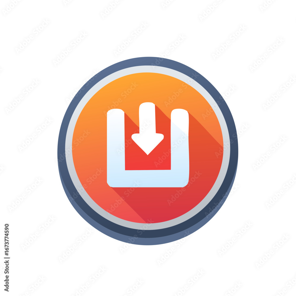 Download Icon in Circle with Arrow Pointing Downward and Gradient Fill Colors Download Icon in Circle with Arrow Pointing Downward and Gradient Fill Colors