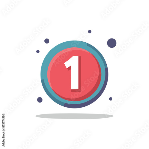 Illustration of the Number One in a Round Design with Bubbles