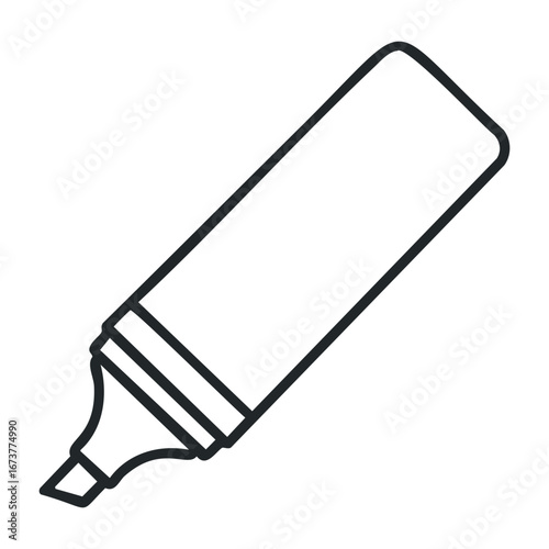 Highlighting key information with a highlighter pen office desk digital illustration creative workspace top view productivity concept. Outline vector illustration
