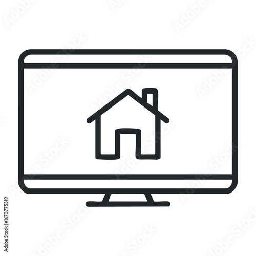 Home monitoring system setup residential area tech installation indoor environment close-up view smart home concept. Outline vector illustration