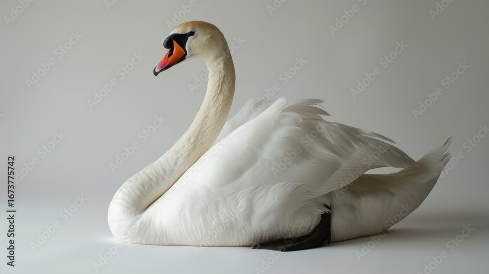 Fototapeta premium Elegant white swan studio shot