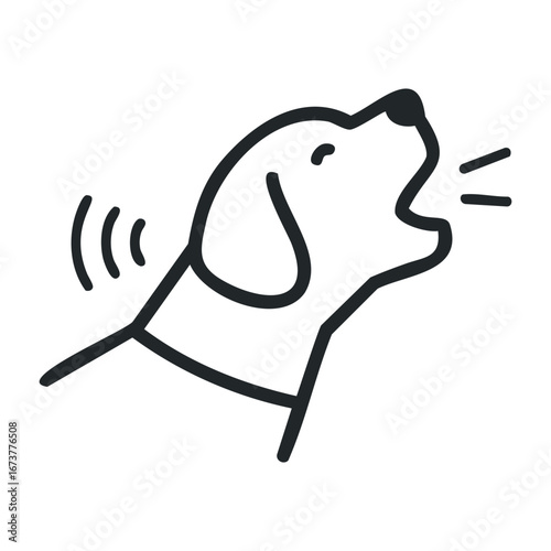 Dog barking celebration park illustration outdoor side view excitement and joy. Outline vector illustration