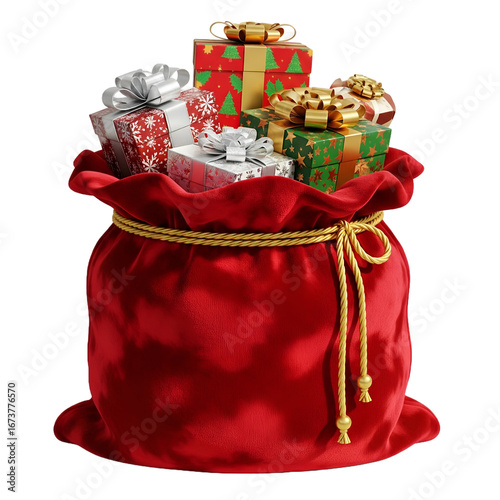 3D Render Christmas Gift Bag – Festive Present Decoration