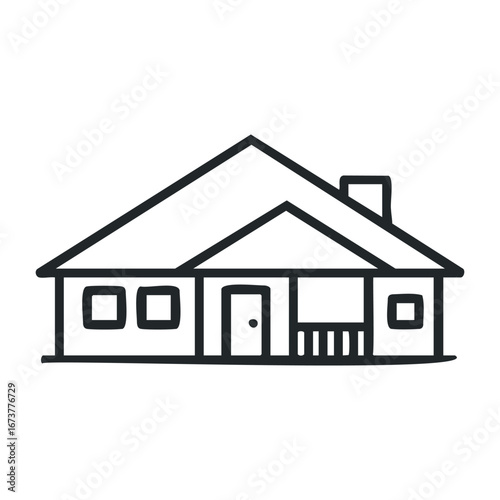 Constructing a modern home urban neighborhood architectural design residential environment aerial perspective sustainable living. Outline vector illustration