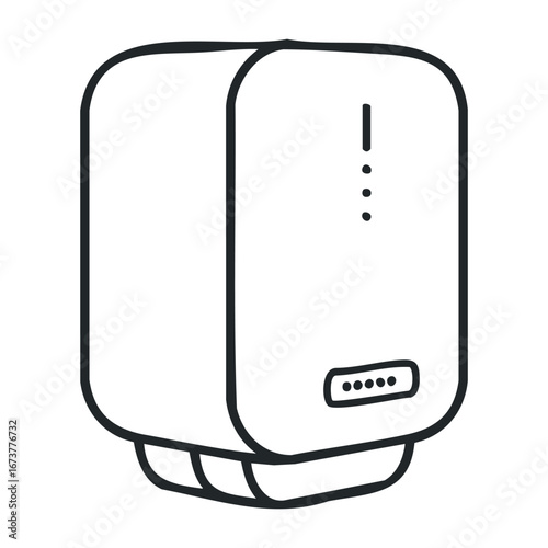 Automatic hand sanitizer dispenser public restroom digital device cleanliness side view health and hygiene. Outline vector illustration