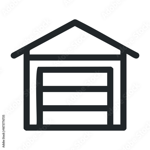 Building a modern garage innovative design features urban setting architectural showcase contemporary style eye-level perspective. Outline vector illustration
