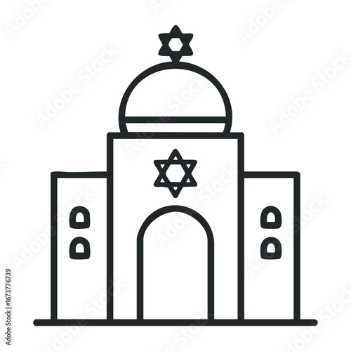 Exploring historic architecture of a synagogue in jerusalem religious site cultural significance artistic viewpoint. Outline vector illustration