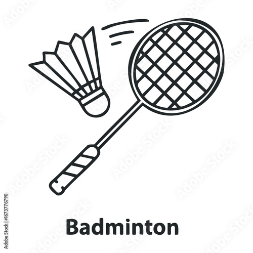 Exciting badminton match highlights local sports center video content indoor environment action-packed viewpoint. Outline vector illustration
