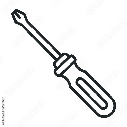Using a screwdriver for home repairs workshop instructional image indoor close-up diy essentials. Outline vector illustration
