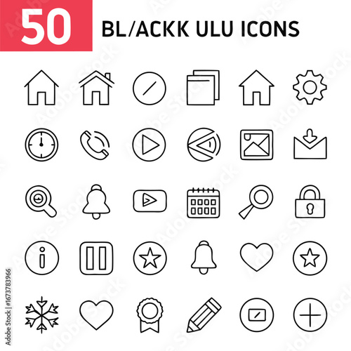 50 BL/ACKK ULU Icons: Outline Icon Pack for Design and UI Projects

