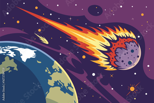 -poster-with-meteor-impact-hitting-earth-causing-e.eps
