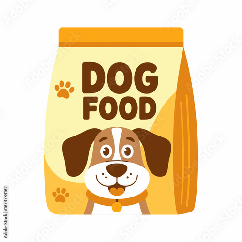 Cartoon Dog Food Bag with Puppy Illustration – Pet Supplies Packaging Design