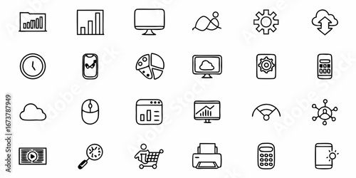 Modern technology and business icons for web design, app design, and innovative startup projects
