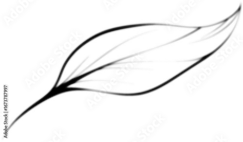 Minimalist black and white halftone leaf design with elegant simplicity. Vector illustration