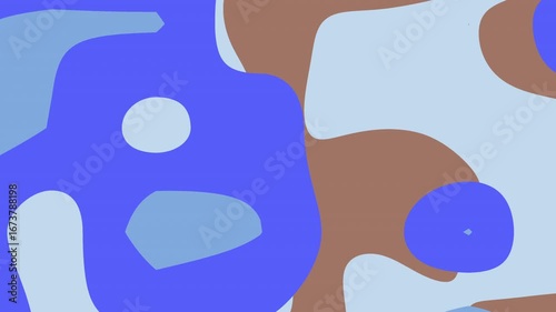 Organic Flowing Pattern: Smooth Blue and Brown Shapes in a Seamless Loop, Perfect for Design Projects, Presentations, Digital Art, and Tranquil Yet Dynamic Backdrops